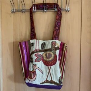 Colorful Bohemian Tote With Embroidery Bird Designs